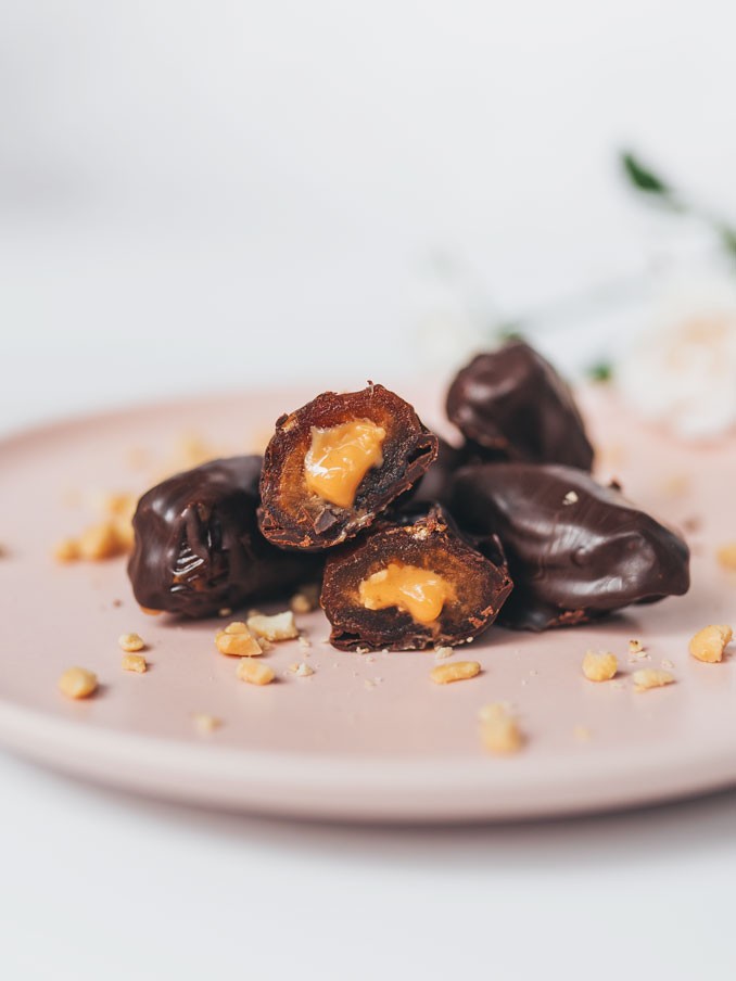 3 Ingredient Snickers Stuffed Dates